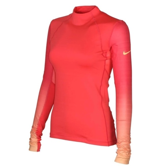 Nike Pro hyperwarm long sleeve training top running shirt orange medium - Picture 1 of 11